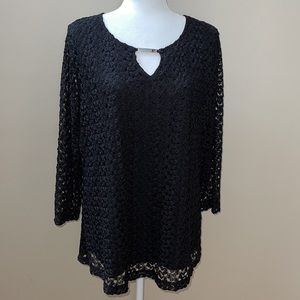 JM Collection Crocheted Look Tunic